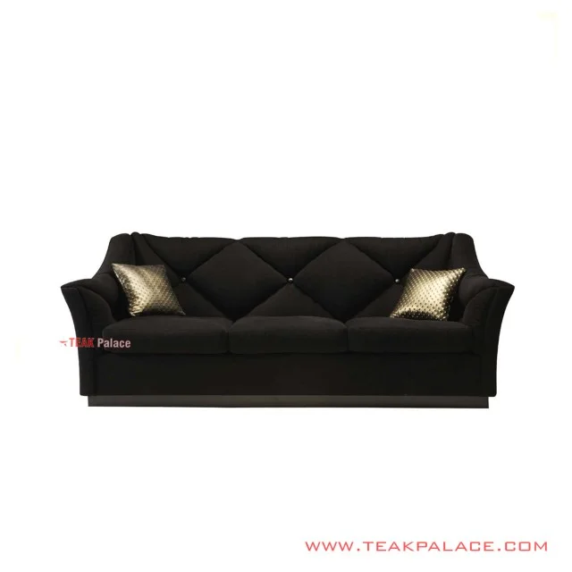 Sofa Jati 3 Seater Black Minimalis Seri Carlo