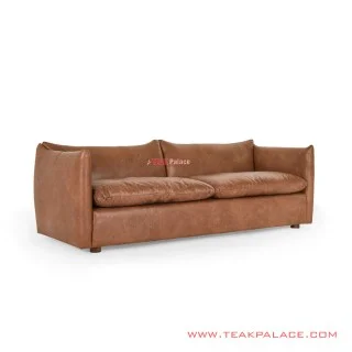 Sofa 3 Dudukan Kulit Coklat Denise
