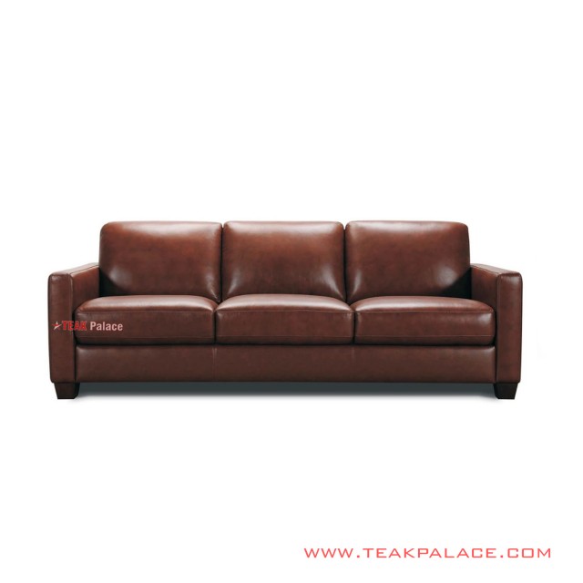 Sofa 3 Dudukan Kulit Coklat Botanic Jati Sofa 3 Dudukan Kulit Coklat Botanic Jati