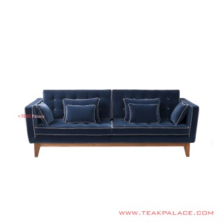 Sofa Jati Minimalis Galisia Denim Golden Teak