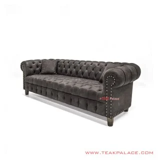 Sofa Chesterfield 3 Seater Minimalis Jati
