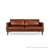 Sofa Daiki Kulit Coklat 3 Dudukan Black Walnut