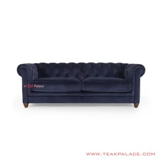 Sofa Chesterfield 3 Seater Jati Blackwalnut Biru Minimalis Sofa Chesterfield 3 Seater Jati Blackwalnut Biru Minimalis