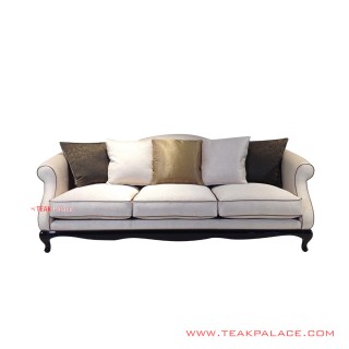 Sofa Tamu Putih Vishaka Jati Hitam Minimalis