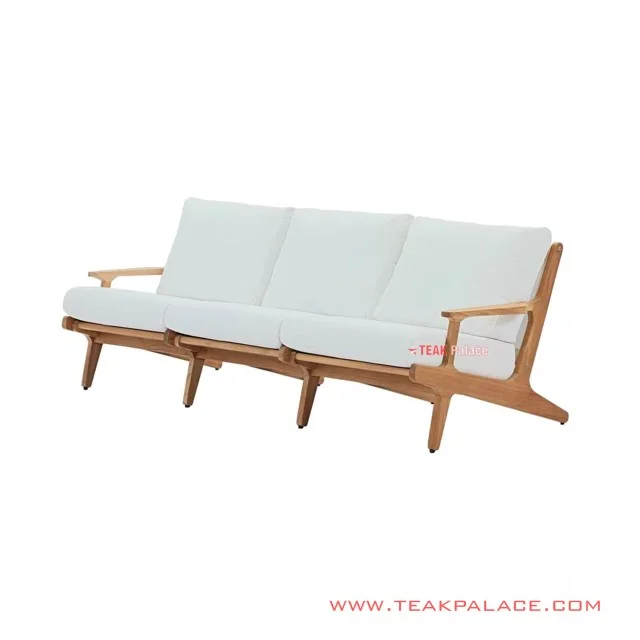 Sofa Tunggu Hamburg White Minimalis 3 Dudukan Natural