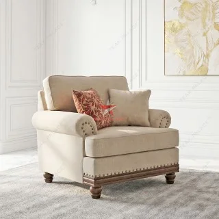 Sofa Single Minimalis Modern Ashley Cream