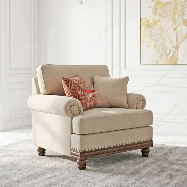 Sofa Single Minimalis Modern Ashley Cream