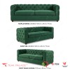 Luxury Modern Sofa 3 Seater Green Chester