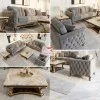 Set Sofa Minimalis Mewah Seri Dumai (3-2-1) Beludru Premium & Meja Marmer Asli