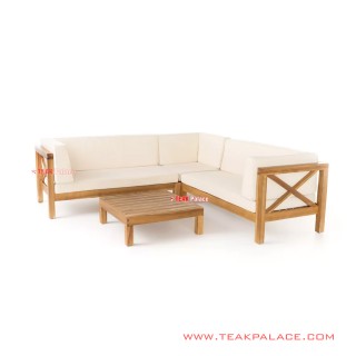 Sofa L Tamu Set Minimalis Natural Amara Beige