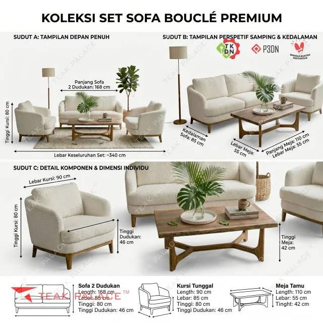 Sofa Minimalis Modern Terbaru: Set 211 Layton Kayu Jati Solid