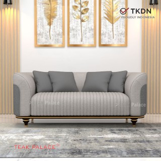 Sofa Mewah Minimalis 2 Dudukan Nias Abu-Abu