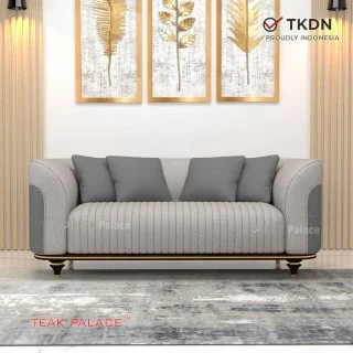 Sofa Mewah Minimalis 2 Dudukan Nias Abu-Abu