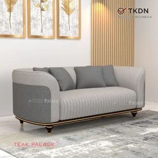 Sofa Mewah Minimalis 2 Dudukan Nias Abu-Abu