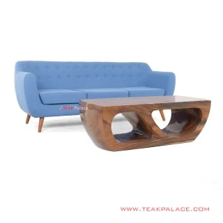 Sofa Biru 3 dudukan Set Meja Tamu seri Dina