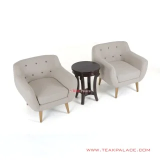 Kursi Tamu Teras Set Dina Natural Black Walnut Linen