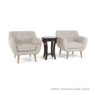 Kursi Tamu Teras Set Dina Natural Black Walnut Linen