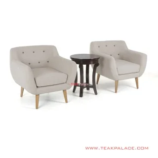 Kursi Tamu Teras Set Dina Natural Black Walnut Linen