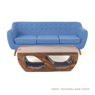 Sofa Biru 3 dudukan Set Meja Tamu seri Dina