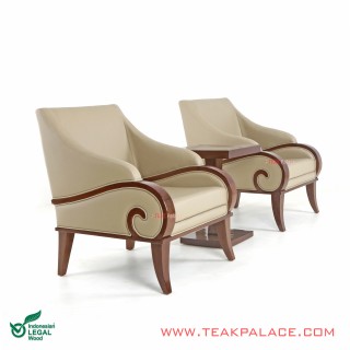 Kursi Minimalis Teras Kayu Jati Seri Jasmine Capucino