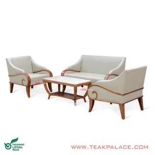 Kursi Tamu Minimalis Kayu Jati Meja Marmer Jasmine 211 TKDN