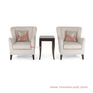 Kursi Sofa Teras Set Meja Black Walnut Jok Putih Seri Accent