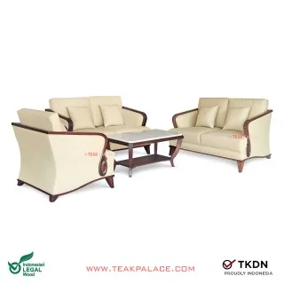Sofa Set 221 + Meja Marmer New Lunia Kulit Ivory
