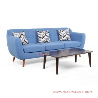 Sofa Dina 3 Dudukan Set Meja tamu Biru Balck Walnut