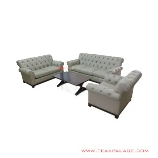 Sofa Tamu Kulit Kayu Jati 321 Seri Robinson