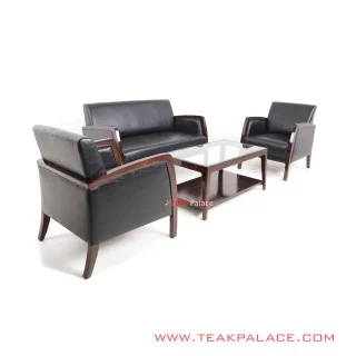 Set Kursi Sofa 211 Kulit Hitam Seri Kuta