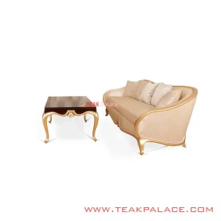 Cameo Teak Minimalist Luxury Gold Sofa Set