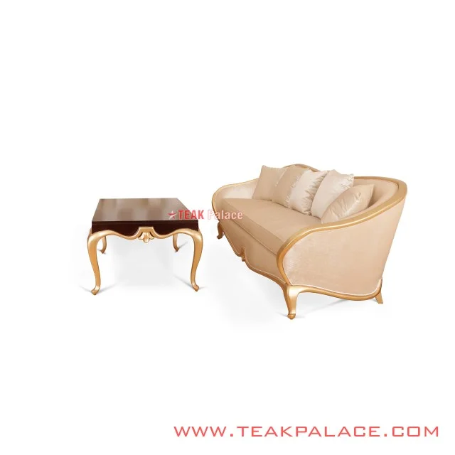 Set Sofa Emas Mewah Cameo Jati Minimalis
