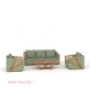 Sofa Jati Minimalis 311 Rotan Xander Kain Warna Hijau