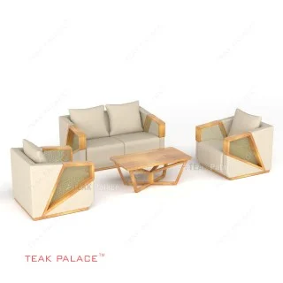 Kursi Tamu Minimalis Jati Rotan Vila Tropis Xander 211