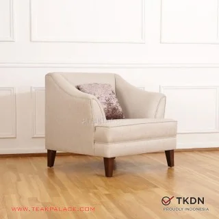 Sofa Santai Minimalis Modern Single Seri Tabanan Kain Krem
