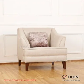 Sofa Santai Minimalis Modern Single Seri Tabanan Kain Krem