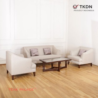 Kursi Minimalis Ruang Tamu Kayu Jati Set 211 Tabanan Krem