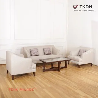 Kursi Minimalis Ruang Tamu Kayu Jati Set 211 Tabanan Krem