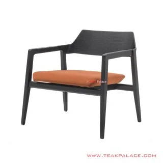 Kursi Teras Kayu Jati Hitam Cushion Orange Seri Migelia