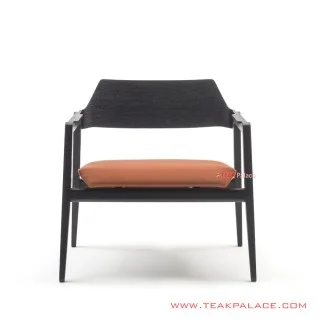 Kursi Teras Kayu Jati Hitam Cushion Orange Seri Migelia