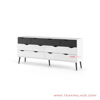 Buffet Laci Minimalis Duco Putih Hitam Seri Alena