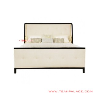 Tempat Tidur Kayu Seri Inako Black Walnut Sandaran Jok Kancing