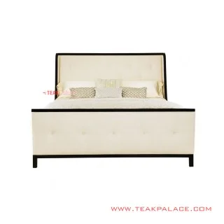 Tempat Tidur Kayu Seri Inako Black Walnut Sandaran Jok Kancing