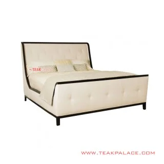 Tempat Tidur Kayu Seri Inako Black Walnut Sandaran Jok Kancing