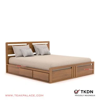 Tempat Tidur Minimalis 4 Laci Jati Devana King Size 180