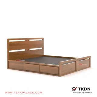 Tempat Tidur Minimalis 4 Laci Jati Devana King Size 180
