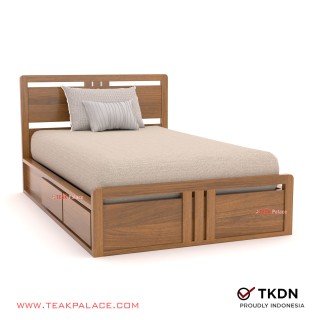 Tempat Tidur Minimalis Single 2 Laci Jati Devana 120