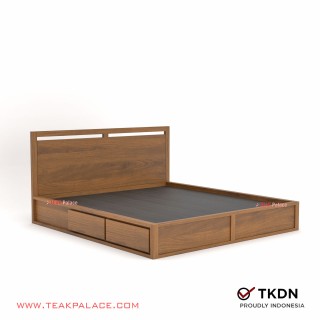 Minimalist Bed 4 Drawers King Size Ernest Teak Wood 180