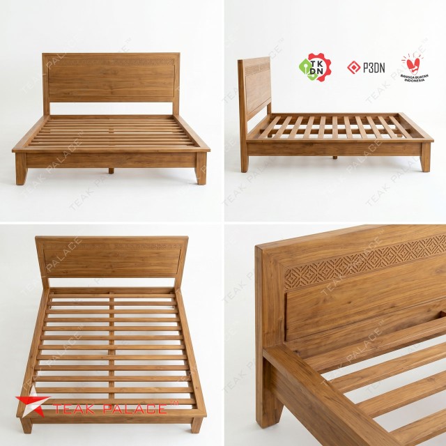Dipan Kayu Jati Minimalis Seri Ubud (Ukuran Queen 160x200) - Elegan & Kokoh Dipan Kayu Jati Minimalis Seri Ubud (Ukuran Queen 160x200) - Elegan & Kokoh