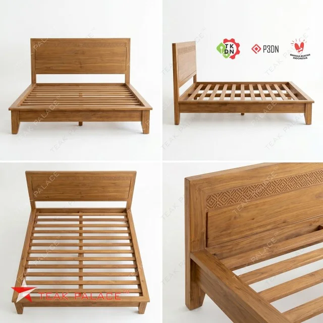 Dipan Kayu Jati Minimalis Seri Ubud (Ukuran Queen 160x200) - Elegan & Kokoh